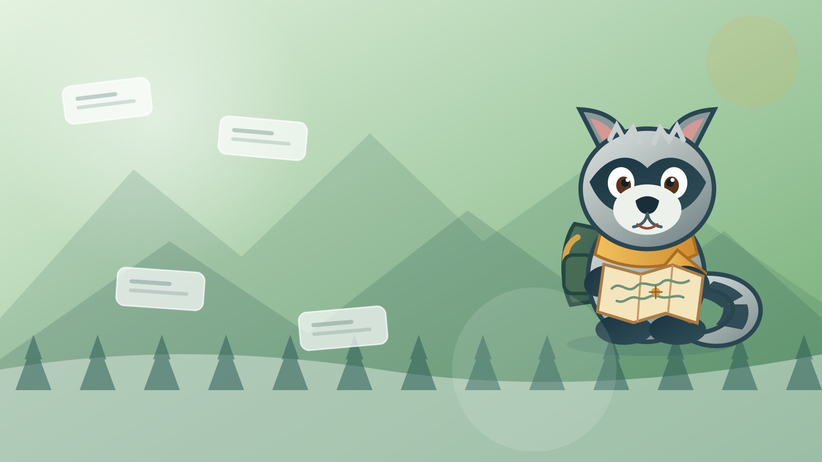 Roscoe the Raccoon exploring green coastal hills and old stone ruins for rare Irish boy names